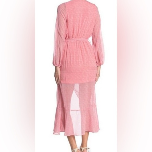 NSR Morgan Hi-Lo Flutter Chiffon Long Sleeve Dress- Sz M - Picture 2 of 16